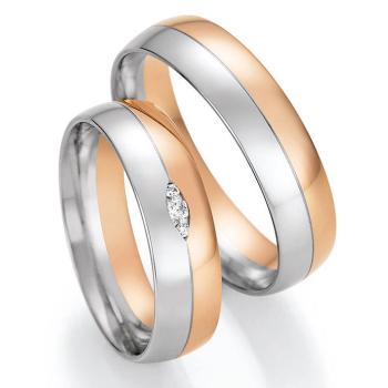 Nowotny-Collection Ruesch Trauringe Weiss-Rotgold 66/46130-055 + 66/46140-055